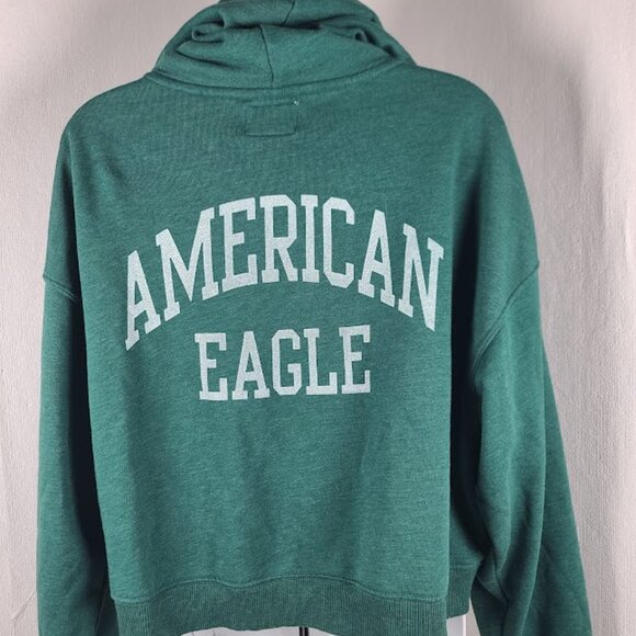 American Eagle Outfitters Women's Green Fleece Full Zip Casual Hoodie Size L - Picture 3 of 10